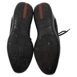 Pre Owned Prada Black Nylon And Patent Leather Low Top Sneakers Size 39