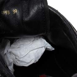 Pre Owned Prada Black Nylon And Patent Leather Low Top Sneakers Size 39