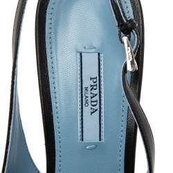 Pre Owned Prada Black Leather Bow Slingback Sandals Size 40