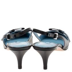 Pre Owned Prada Black Leather Bow Slingback Sandals Size 40