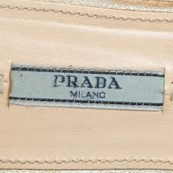 Prada Gold Glitter Flat Slides Size 38