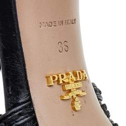 Pre Owned Prada Black Leather Bow Ankle Strap Sandals Size 36