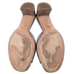 Pre Owned Prada Metallic Grey Snakeskin Embossed Leather Slide Sandals Size 40.5