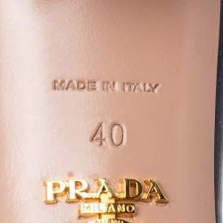 Pre Owned Prada Navy Blue Saffiano Vernice Leather Slide Sandals Size 40