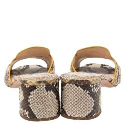 Pre Owned Prada Beige/Brown Python Leather Slide Sandals Size 40.5