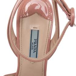 Pre Owned Prada Pink Patent Leather Platform Sandals Size 38.5