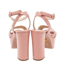 Pre Owned Prada Pink Patent Leather Platform Sandals Size 38.5
