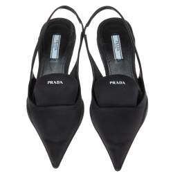 Pre Owned Prada Back Nylon Pointed Toe Slingback Sneaker Pumps Size 36