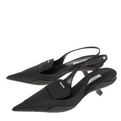 Pre Owned Prada Back Nylon Pointed Toe Slingback Sneaker Pumps Size 36