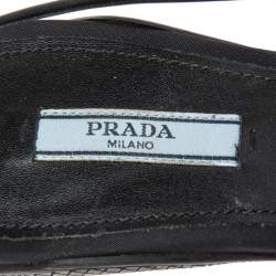Pre Owned Prada Back Nylon Pointed Toe Slingback Sneaker Pumps Size 36