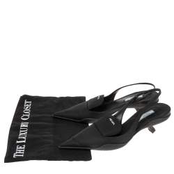 Pre Owned Prada Back Nylon Pointed Toe Slingback Sneaker Pumps Size 36