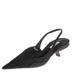 Pre Owned Prada Back Nylon Pointed Toe Slingback Sneaker Pumps Size 36