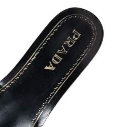 Pre Owned Prada Black Suede Embellished Flat Slides Size 37