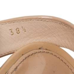 Pre Owned Prada Beige Patent Leather Criss Cross Platform Ankle Strap Sandals Size 38.5