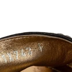 Pre Owned Prada Black Leather Peep Toe Platform Espadrille Flats Size 36.5