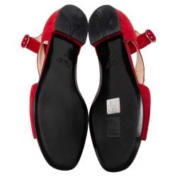Pre Owned Prada Red Suede Crystal Embellished Ankle Strap Flat Sandals Size 37