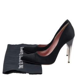 Prada Black Satin Pointed Toe Pumps Size 39.5
