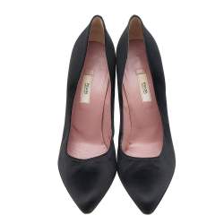 Prada Black Satin Pointed Toe Pumps Size 39.5