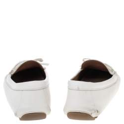 Pre Owned Prada  White Leather Bow Loafers Size 40