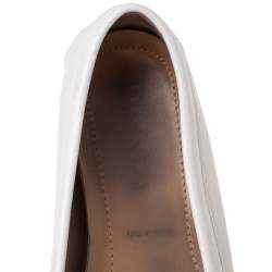 Pre Owned Prada  White Leather Bow Loafers Size 40