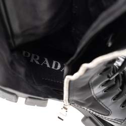 Pre Owned Prada Black Leather and Nylon Monolith Ankle Boots Size 38