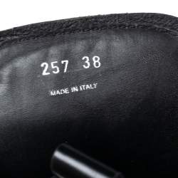 Pre Owned Prada Black Leather and Nylon Monolith Ankle Boots Size 38