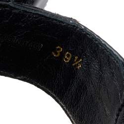 Pre Owned Prada Black Patent Leather Flower Applique Flat Sandals Size 39.5