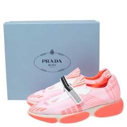 Pre Owned Prada Neon Pink Fabric Cloudbust Sneakers Size 39.5