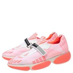 Pre Owned Prada Neon Pink Fabric Cloudbust Sneakers Size 39.5