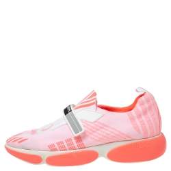 Pre Owned Prada Neon Pink Fabric Cloudbust Sneakers Size 39.5