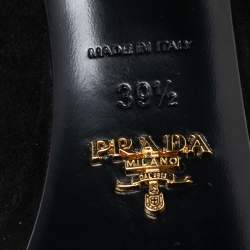 Pre Owned Prada Black Suede Platform Ankle Boots Size 39.5