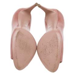 Pre Owned Prada Rose Beige Patent Leather Peep Toe Pumps Size 36