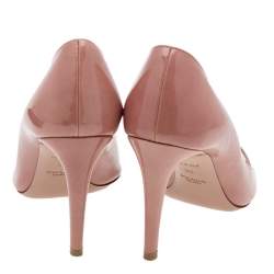 Pre Owned Prada Rose Beige Patent Leather Peep Toe Pumps Size 36