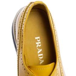Prada Yellow Brogue Patent Leather Platform Derby Size 38
