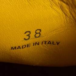 Prada Yellow Brogue Patent Leather Platform Derby Size 38