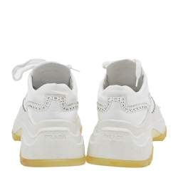 Pre Owned Prada White Brogue Leather Lace Up Oxford Sneakers Size 37.5