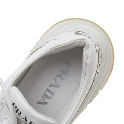 Pre Owned Prada White Brogue Leather Lace Up Oxford Sneakers Size 37.5