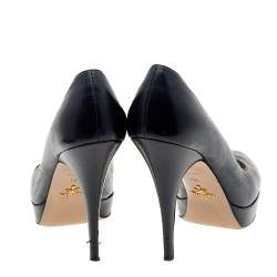 Prada Black Leather Platform Pumps Size 39.5
