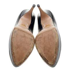 Prada Black Leather Platform Pumps Size 39.5