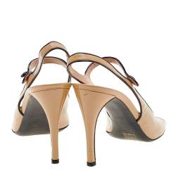 Prada Beige Patent Leather Open Toe Slingback Sandals Size 40 
