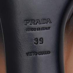 Pre Owned Prada Beige/Black Ombre Patent Leather Bow Open Toe Pumps Size 39