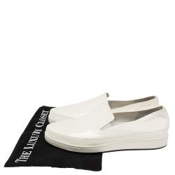Pre Owned Prada Cream Patent Leather Slip on Sneakers Size 38