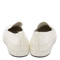 Pre Owned Prada Cream Patent Leather Slip on Sneakers Size 38