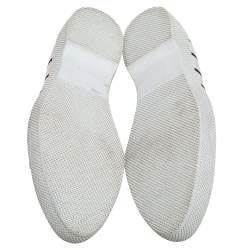 Pre Owned Prada Off White/Blue Canvas Lace Up Cap Toe Sneakers Size 38