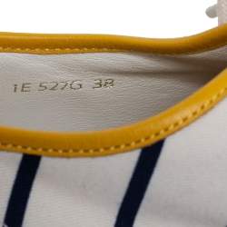 Pre Owned Prada Off White/Blue Canvas Lace Up Cap Toe Sneakers Size 38