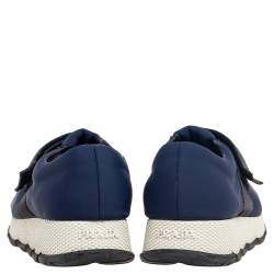 Pre Owned Prada Navy Blue Nylon Slip On Sneakers Size 38