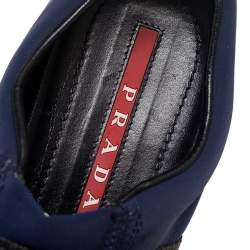 Pre Owned Prada Navy Blue Nylon Slip On Sneakers Size 38