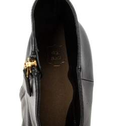 Pre Owned Prada Black Leather Platform Ankle Boots Size 39.5