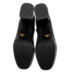 Pre Owned Prada Black Leather Platform Ankle Boots Size 39.5