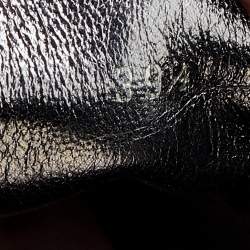 Pre Owned Prada Metallic Grey Brogue Leather Wave Wingtip Espadrille Platform Derby Sneakers Size 39.5